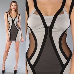 Neon Strappy Bodycon Mesh Side Cutout Dress S